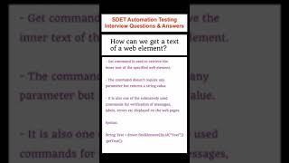 How to get text of WebElement using Selenium? SDET Automation Testing Interview Questions & Answers