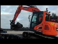 loading doosan dx140 winter time doosani lavetin kyytiin talvikelillä