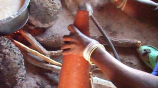 Traditional way of disinfecting gourds for storing fresh milk