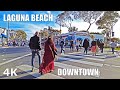 Downtown Laguna Beach, California USA - Travel Walking Tour - Shopping & Food District - 2022 - 4K