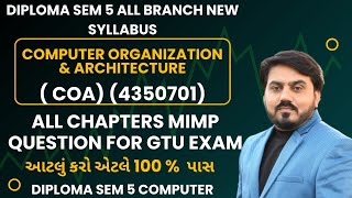 COA MIMP QUESTIONS FOR GTU EXAM || DIPLOMA SEM 5 COMPUTER || COMPUTER ORGANIZATION \u0026 ARCHITECTURE