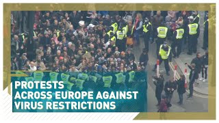 Protests across Europe against virus restrictions