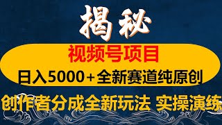 视频号创作者分成最新玩法，日入5000+  下半年全新赛道条条过原创，小白轻松上手