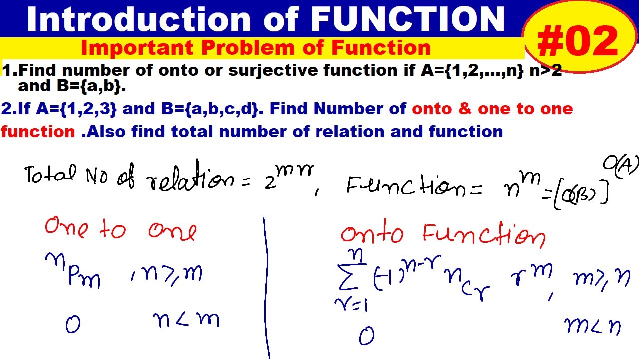 #02 Problem Of One To One Function | Problem Of Onto Function | Problem ...