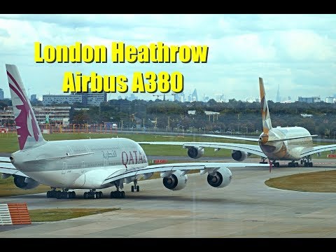 Qatar Qantas Etihad British Airways Airbus A380 @ London Heathrow Airport Qatar Qantas Etihad British Airways Airbus A380 @ London Heathrow Airport