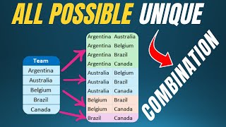 Create ALL Possible Unique Combinations with Excel Formula