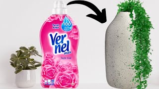 Plastic Bottle Flower Vase Making | White Cement Craft İdeas | DIY