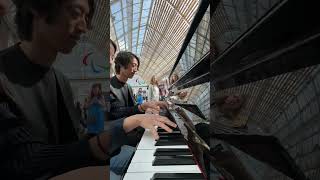 My brother and I randomly tried to playing in Paris Ⓜ️🎹💫  #streetpiano #publicpiano