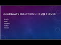 Aggregate Functions In SQL Server