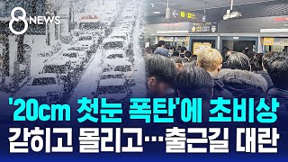 '20cm 첫눈 폭탄' 맞은 서울…도로에 갇히고 지하철 북새통 / SBS 8뉴스