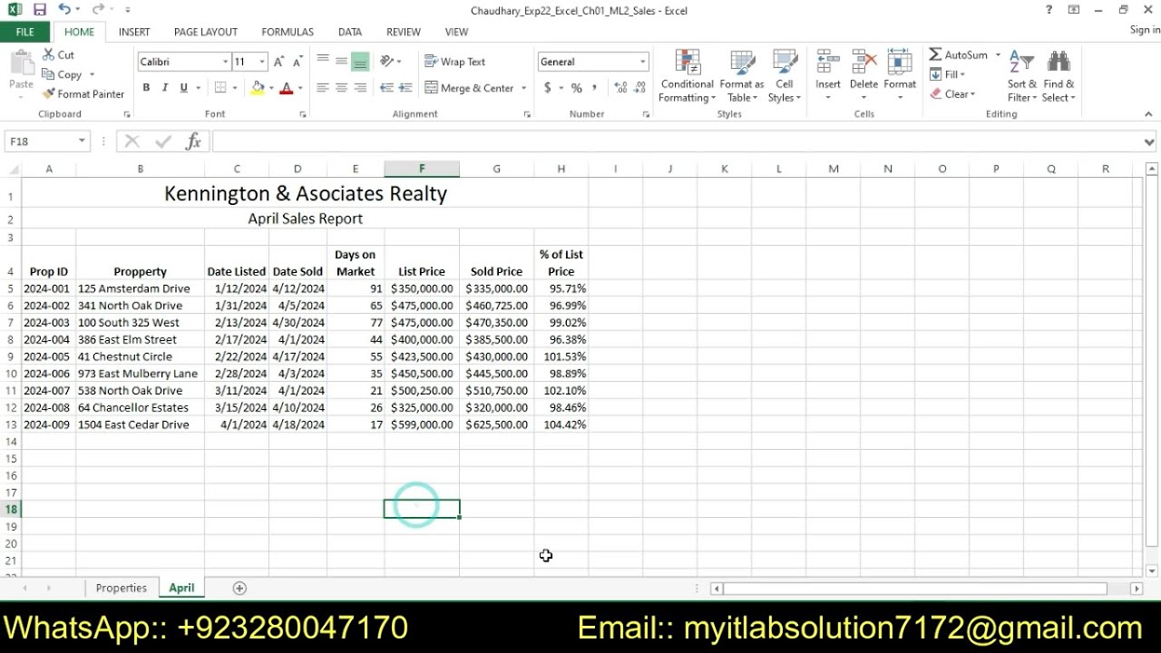 Exp22 Excel Ch01 Ml2 Sales Excel Chapter 01 Sales Youtube