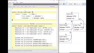 Working with objects example Employee Java