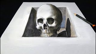Skull in the Hole - Drawing 3D Skull Illusion - Vamos
