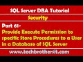 SQL Server DBA Tutorial 61-Provide Execute Permission to specific Store Procedures to a User