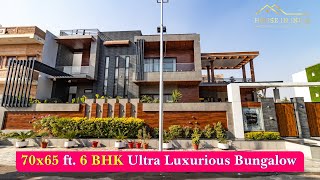 6 BHK 70x65 ft Bungalow | Luxurious House In India With Home Theatre \u0026 Swimming Pool