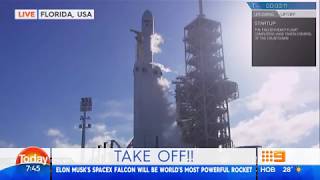 Billionaire Elon Musk's Falcon Heavy launches from Florida's Kennedy Space Centre