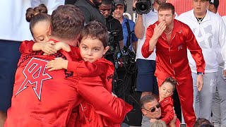 CANELO RECEIVES TENDER HUG FROM HIS KIDS AFTER TENSE FACE OFF VS GENNADY GOLOVKIN