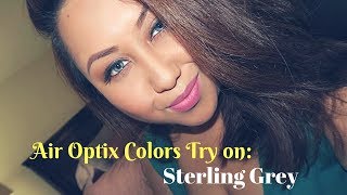 Air Optix Colors Try on: Sterling Grey on Dark Brown Eyes HD - MaryMelzTV