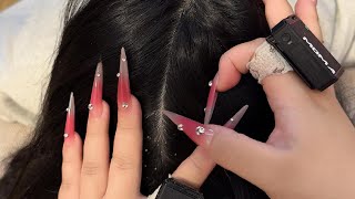 Deep Scalp Cleaning: ASMR Long Nails Dandruff Cleaning