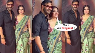 3rd Time Pregnant Kajol Devgan Flaunting her Baby Bump with Ajay Devgan at Gadar 2 Success party
