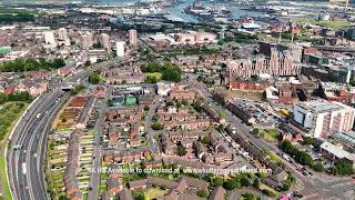 Aerial video of Belfast Cityscape Northern Ireland 4 4K