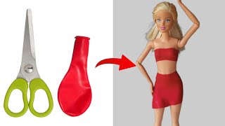 👗 DIY Barbie Dress with Balloon I Easy No Sew Clothes for Barbies I BARBIE DOLL HACKS 👗