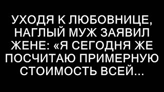 Уходя к любовнице, наглый муж заявил жене: «Я сегодня же посчитаю примерную стоимость всей...