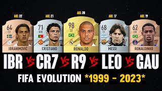 Ronaldo VS Messi VS R9 VS Ronaldinho VS Ibrahimovic FIFA EVOLUTION! 👀🤯 | FIFA 99 - FIFA 23