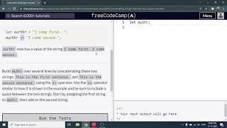 Concatenating Strings with the Plus Equals Operator - Freecodecamp.org | Video 29 | Basic JavaScript