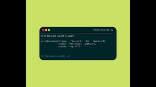 Python tabulate - Print tabular data in Python