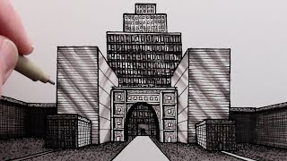 How to Draw Buildings using One-Point Perspective: Pen Drawing