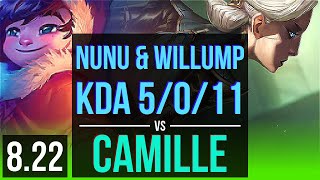 NUNU & WILLUMP vs CAMILLE (JUNGLE) | KDA 5/0/11, 68% winrate | EUW Master | v8.22