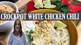 CROCKPOT WHITE CHICKEN CHILI SOUP RECIPE | It's Fall Y'all | Cook with Me Easy Soup