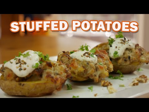 Baked potato with mushrooms recipe