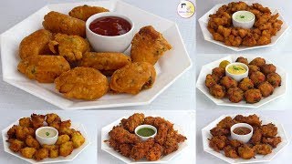 ৬ রকম ভিন্ন স্বাদের পাকোড়া রেসিপি একসাথে |  Egg pakora, ALoo, Gobi, Cabbage ,Maggi, Onion Pakora