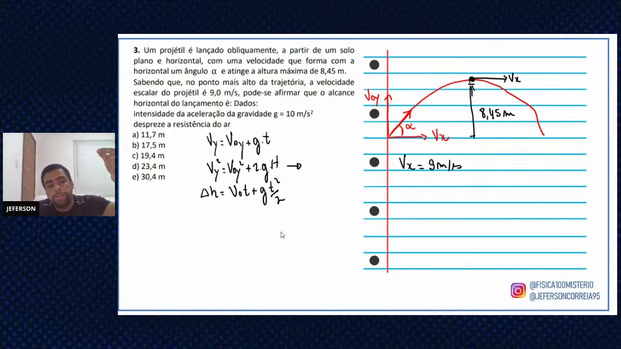 Um Projétil é Lançado Obliquamente, A Partir De Um Solo Plano ...