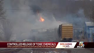 Ohio officials conduct controlled release of toxic chemicals following train derailment