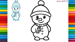 How to Draw a Snowman Step by Step ☃️⛄❄️Fun Winter Drawing for Kids 🌈