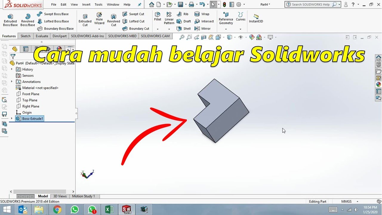 Cara Mudah Belajar Solidworks (1) Membuat Part - YouTube