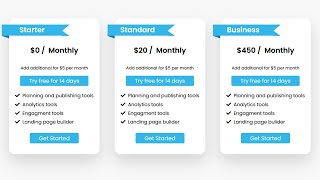 How to make Pricing Table using HTML & CSS only | Create Website Pricing Plans Section