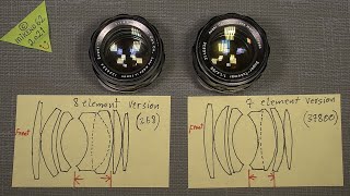 Super Takumar 1:1.4/50  Optical difference between the 8 element and 7 element version