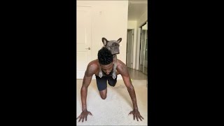 Dad Doing Pushups With His French Bulldog on His Back