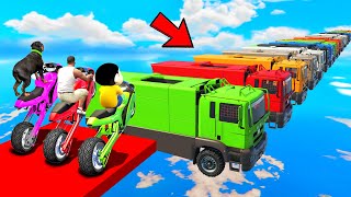 SHINCHAN AND FRANKLIN TRIED COLOURFUL MEGA TRUCKS PARKOUR CHALLENGE GTA 5