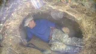 【Cave dwelling shelter Part 1 】I dug up the soil and made a cave shelter.　洞穴の住居