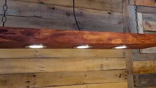 Pendant live edge pine slab with 3 recessed led light