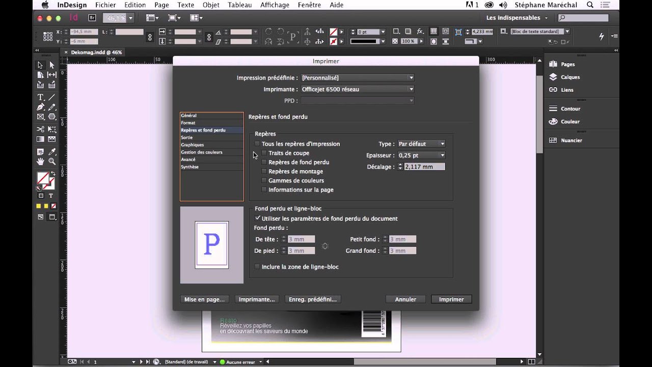 Adobe InDesign - Paramètrer L'Impression D'un Document - YouTube