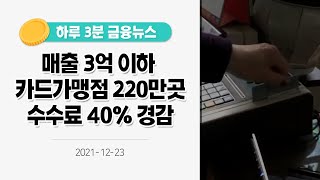 [금융뉴스] 매출 3억 이하 카드가맹점 220만곳 수수료 40% 경감(2021.12.23.)