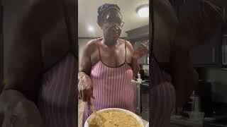 Mrs Netta cooking her in Thanksgiving dressing !!