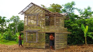 Build Beautiful Two​​​​ Story Villa Using Bamboo, Wood And Mud With Traditional Skills (part 1)