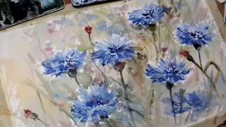 Hedwig's Art blue Corn flowers, watercolor